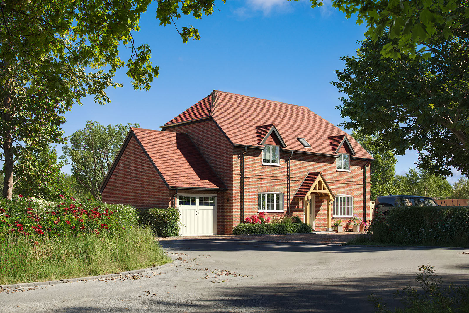 Street elevation of a single house in daylight